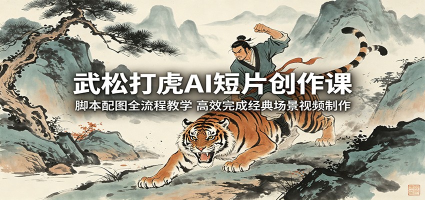武松打虎AI短片创作课：脚本配图全流程教学，高效完成经典场景视频制作-聚力云网创