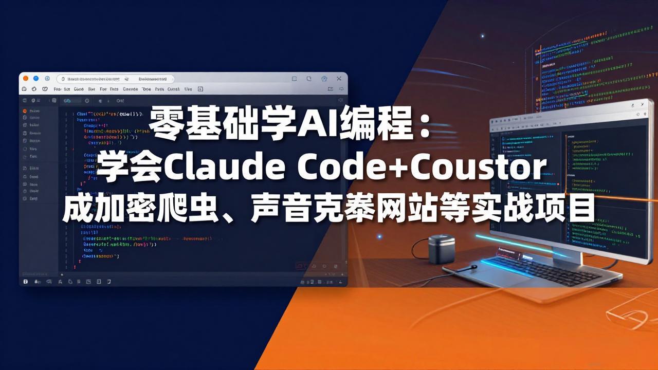 零基础学AI编程：学会Claude Code+Cursor完成加密爬虫、声音克隆网站等实战项目-聚力云网创