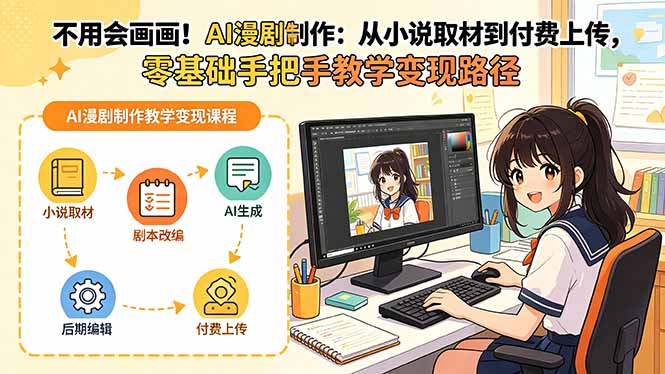 不用会画画！AI漫剧制作：从小说取材到付费上传，零基础手把手教学变现路径(更新-聚力云网创