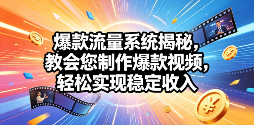 爆款流量系统揭秘，教会您制作爆款视频，轻松实现稳定收入【原创双语字幕】-聚力云网创