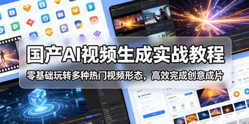 国产AI视频生成实战教程,零基础玩转多种热门视频形态,高效完成创意成片-聚力云网创