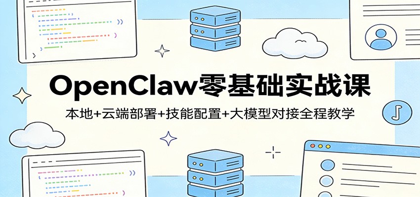 OpenClaw零基础实战课：本地+云端部署+技能配置+大模型对接全程教学-聚力云网创