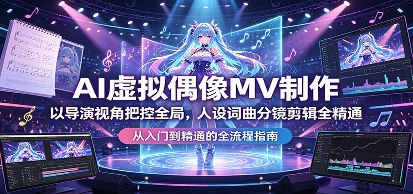 AI虚拟偶像MV制作：以导演视角把控全局，人设词曲分镜剪辑全精通-聚力云网创