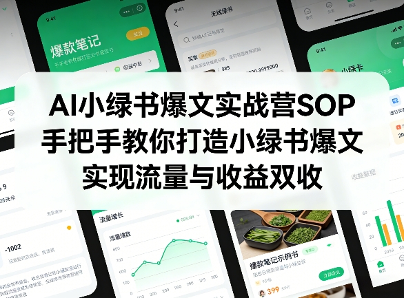 AI小绿书爆文实战营SOP,手把手教你打造小绿书爆文,实现流量与收益双收-聚力云网创