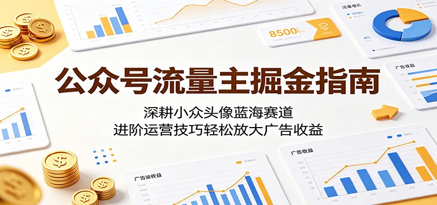 公众号流量主掘金指南：深耕小众头像蓝海赛道，进阶运营技巧轻松放大广告收益-聚力云网创