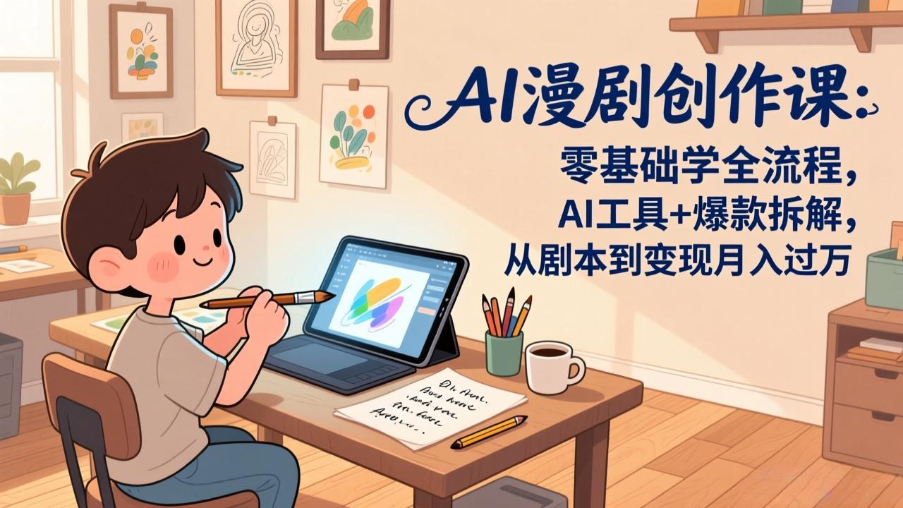 AI漫剧创作课：零基础学全流程，AI工具+爆款拆解，从剧本到变现月入过万-聚力云网创