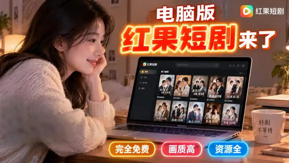 手机看短剧费眼？电脑版红果短剧来了，完全免费、画质高、资源全-聚力云网创