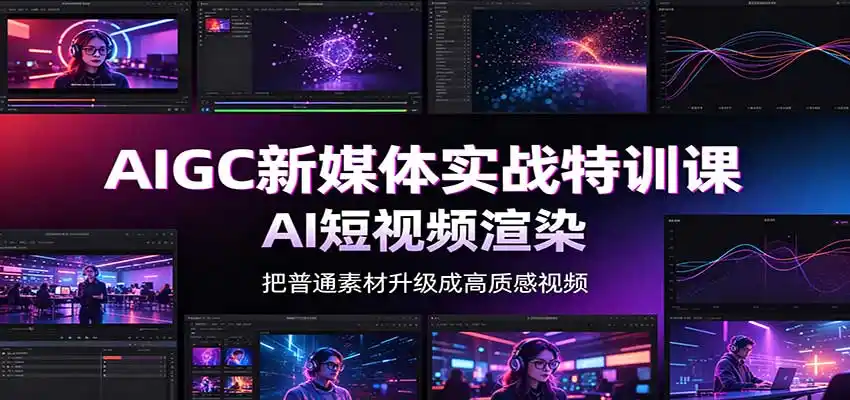AIGC新媒体实战特训课：工具入门实操，AI短视频渲染，数字人商业视频制作-聚力云网创
