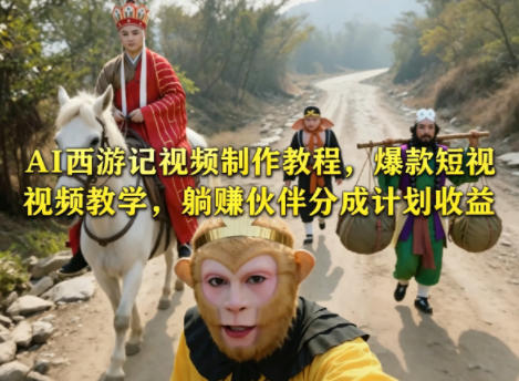 AI西游记视频制作教程，爆款短视频教学，躺賺伙伴分成计划收益-聚力云网创