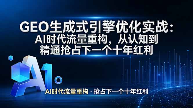 GEO 生成式引擎优化实战：AI时代流量重构，从认知到精通抢占下一个十年红利-聚力云网创
