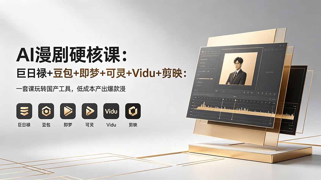 AI漫剧硬核课:巨日禄+豆包+即梦+可灵+Vidu+剪映:一套课玩转国产工具,低成本产出爆款漫剧-聚力云网创