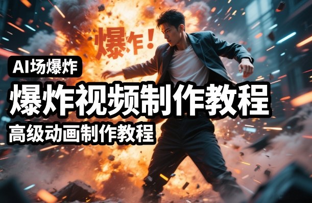 AI场景爆炸视频制作教程，利用人物实拍视频制作出高级的动画特效-聚力云网创