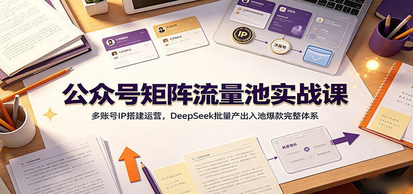 公众号矩阵流量池实战课：多账号IP搭建运营，DeepSeek批量产出入池爆款完整体系-聚力云网创