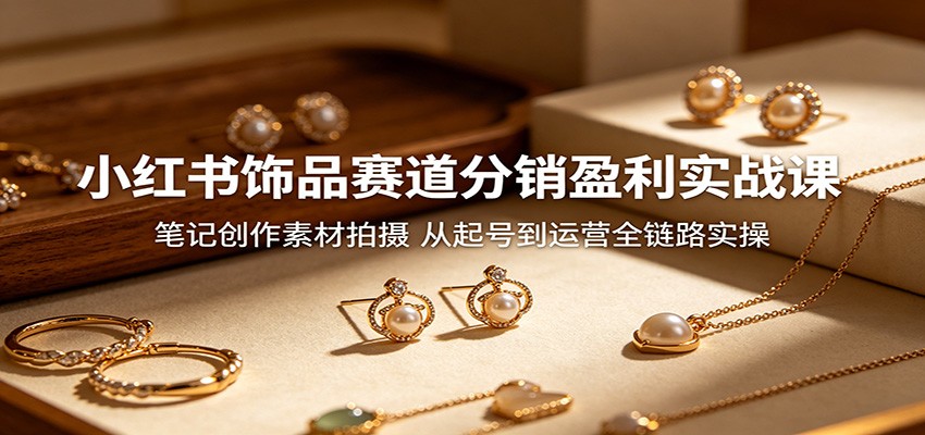 小红书饰品赛道分销盈利实战课：笔记创作素材拍摄，从起号到运营全链路实操-聚力云网创