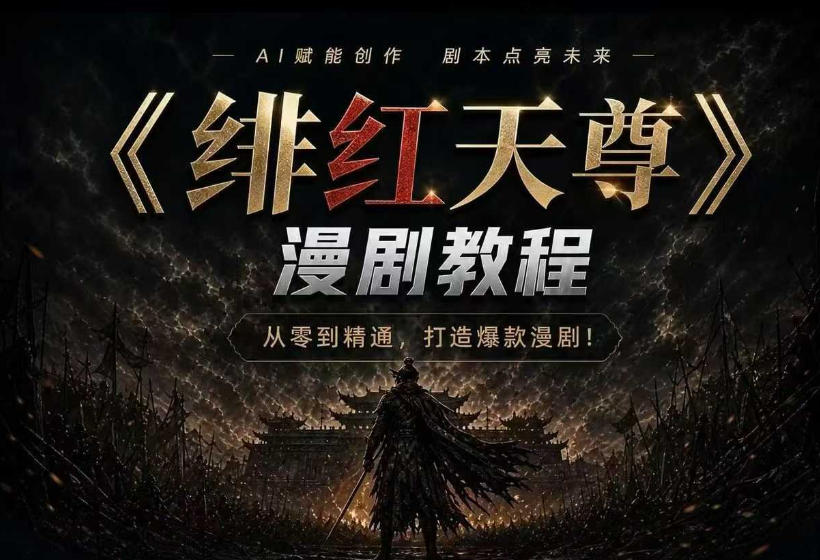 绯红天尊AI漫剧系统教程|从零入门到精通,工具运用+剧本创作+爆款逻辑+提示词素材+镜头剪辑,全套爆款漫剧落地实战课-聚力云网创