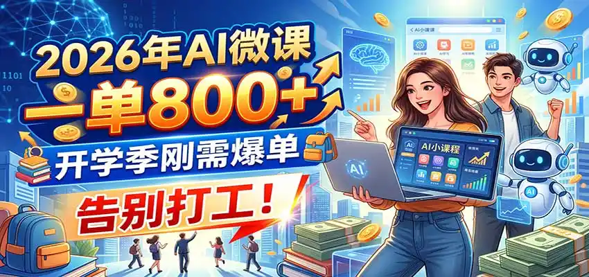 2026年AI微课，一单800+，开学季刚需爆单，告别打工！-聚力云网创