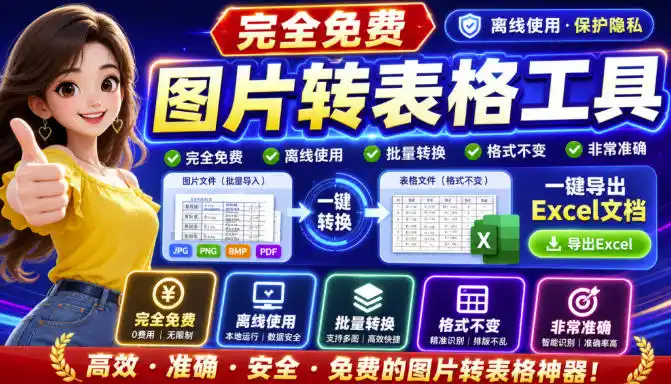 图片表格识别提取工具,支持一键从图片中智能提取表格并导出Excel文件,可离线免网运行,FastTableOCR-聚力云网创