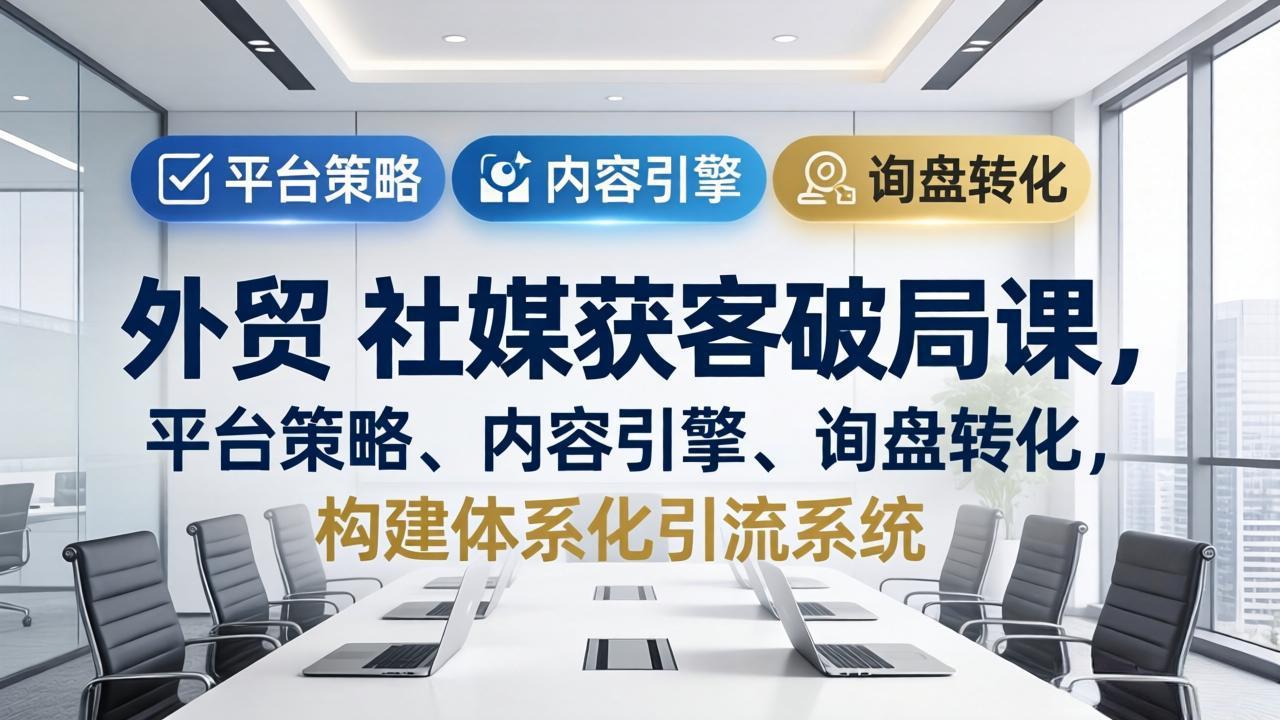 外贸 社媒获客破局课，平台策略、内容引擎、询盘转化，构建体系化引流系统(更新26年3月-聚力云网创