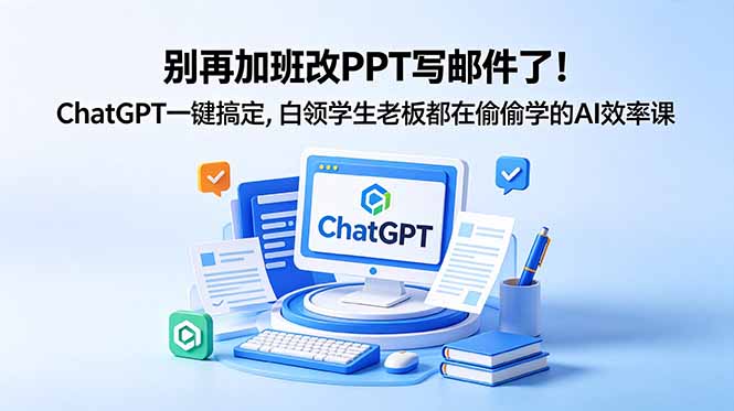 别再加班改PPT写邮件了！ChatGPT一键搞定，白领学生老板都在偷偷学的AI效率课-聚力云网创