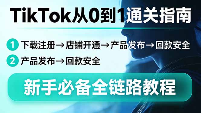 TikTok从0到1通关指南：下载注册→店铺开通→产品发布→回款安全，新手必备全链路教程-聚力云网创