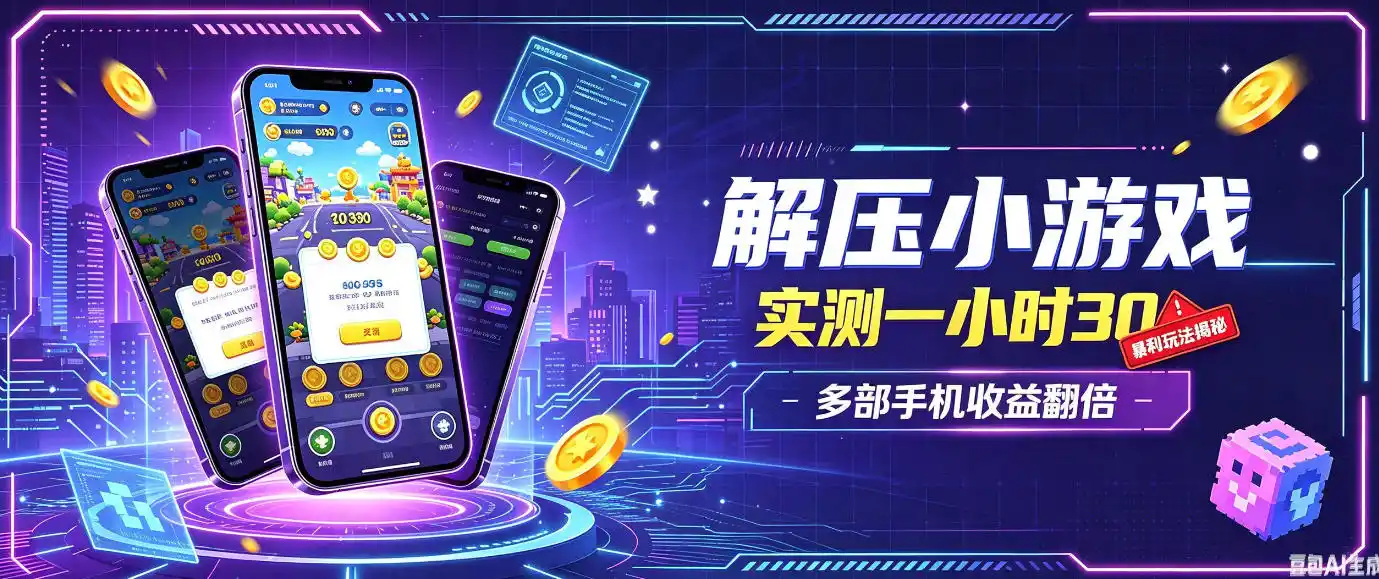 小游戏全流程玩法，实测一小时搞30，简单无脑解压，当天做当天就能看到进账，直接冲就行【揭秘】-聚力云网创
