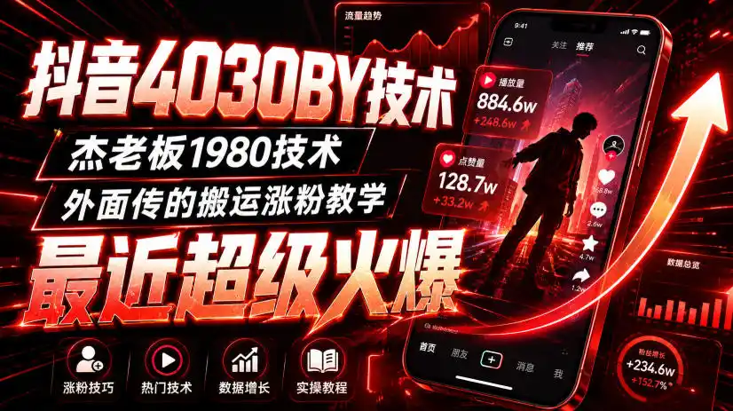 抖音4030搬运技术,杰老板1980技术,外面传的搬运涨粉教学,最近超级火爆!-聚力云网创