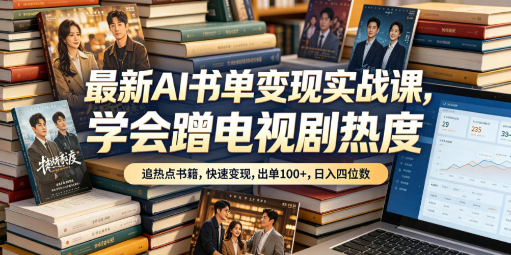 最新AI书单变现实战课,学会蹭电视剧热度,追热点书籍,快速变现,出单100+,日入四位数-聚力云网创