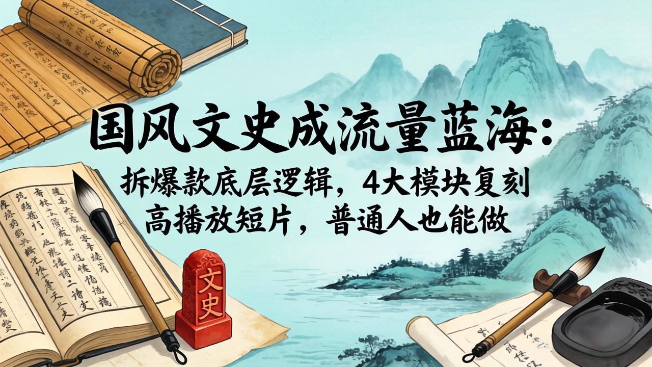 国风文史成流量蓝海：拆爆款底层逻辑，4大模块复刻高播放短片，普通人也能做-聚力云网创
