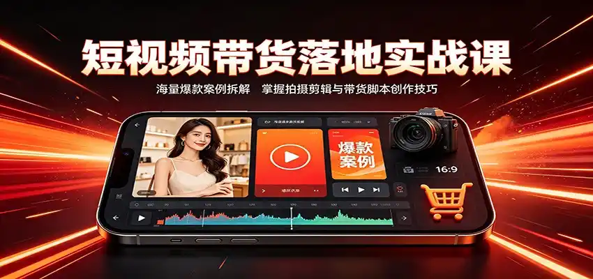 短视频带货落地实战课：海量爆款案例拆解，掌握拍摄剪辑与带货脚本创作技巧-聚力云网创