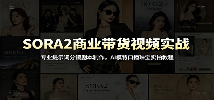 SORA2商业带货视频实战：专业提示词分镜剧本制作，AI模特口播珠宝实拍教程-聚力云网创