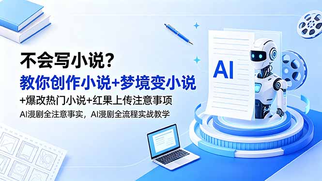 不会写小说？教你创作小说+梦境变小说+爆改热门小说+红果上传注意事项，AI漫剧全流程实战教学-聚力云网创