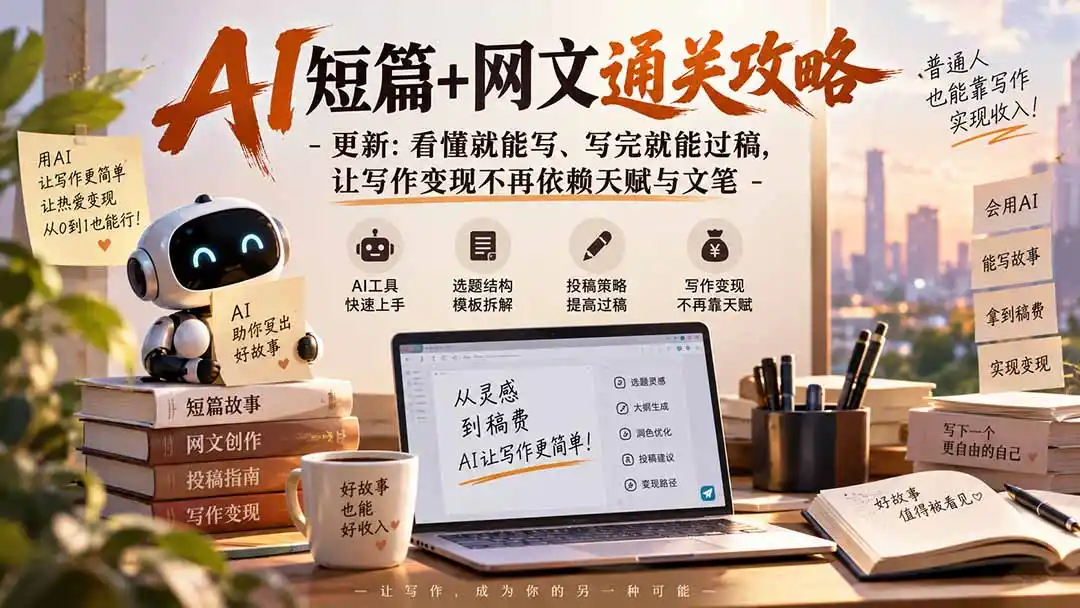 AI短篇+网文通关攻略-更新0921:看懂就能写、写完就能过稿,让写作变现不再依赖天赋与文笔-聚力云网创