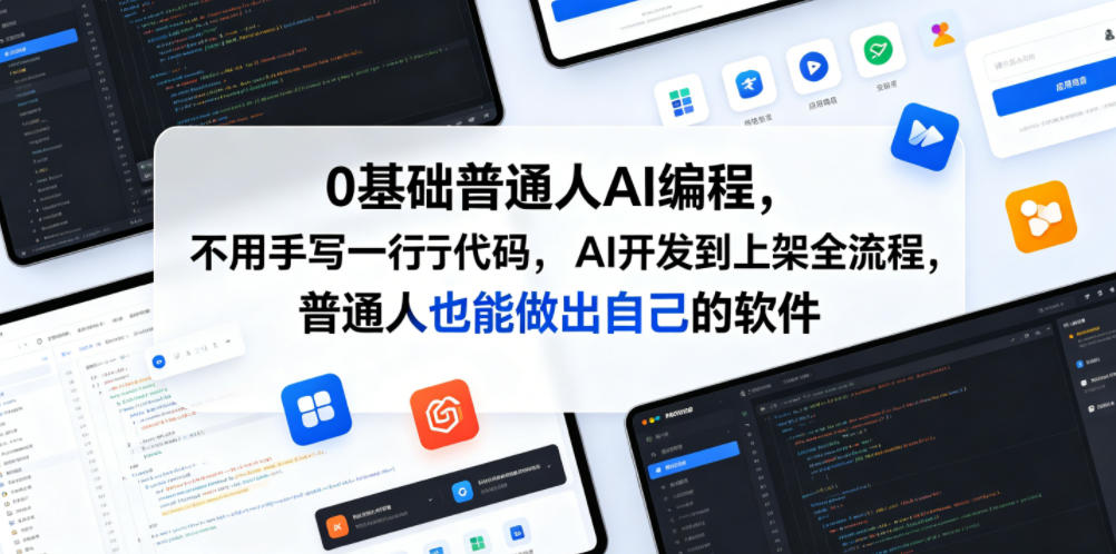 0基础普通人AI编程，不用手写一行代码，AI开发到上架全流程，普通人也能做出自己的软件-聚力云网创