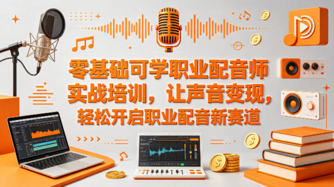 零基础可学职业配音师实战培训，让声音变现，轻松开启职业配音新赛道-聚力云网创