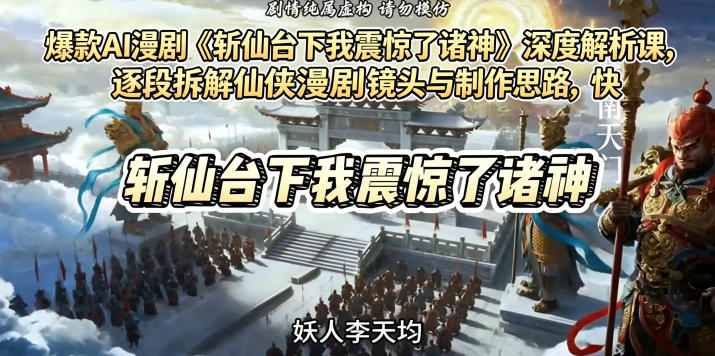 爆款AI漫剧《斩仙台下我震惊了诸神》深度解析课,逐段拆解仙侠漫剧镜头与制作思路,快速复刻爆款创作模式-聚力云网创