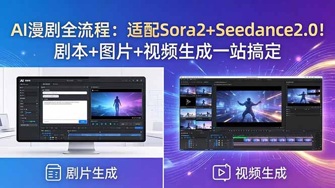 AI漫剧全流程:适配Sora2+Seedance2.0!剧本+图片+视频生成一站搞定-聚力云网创