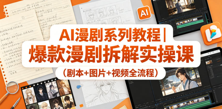 AI漫剧系列教程|爆款漫剧拆解实操课(剧本+图片+视频全流程)-聚力云网创