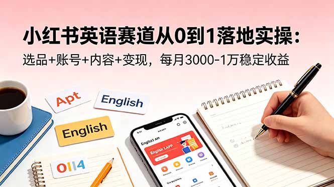 小红书英语赛道从0到1落地实操:选品+账号+内容+变现,每月3000-1万稳定收益-聚力云网创