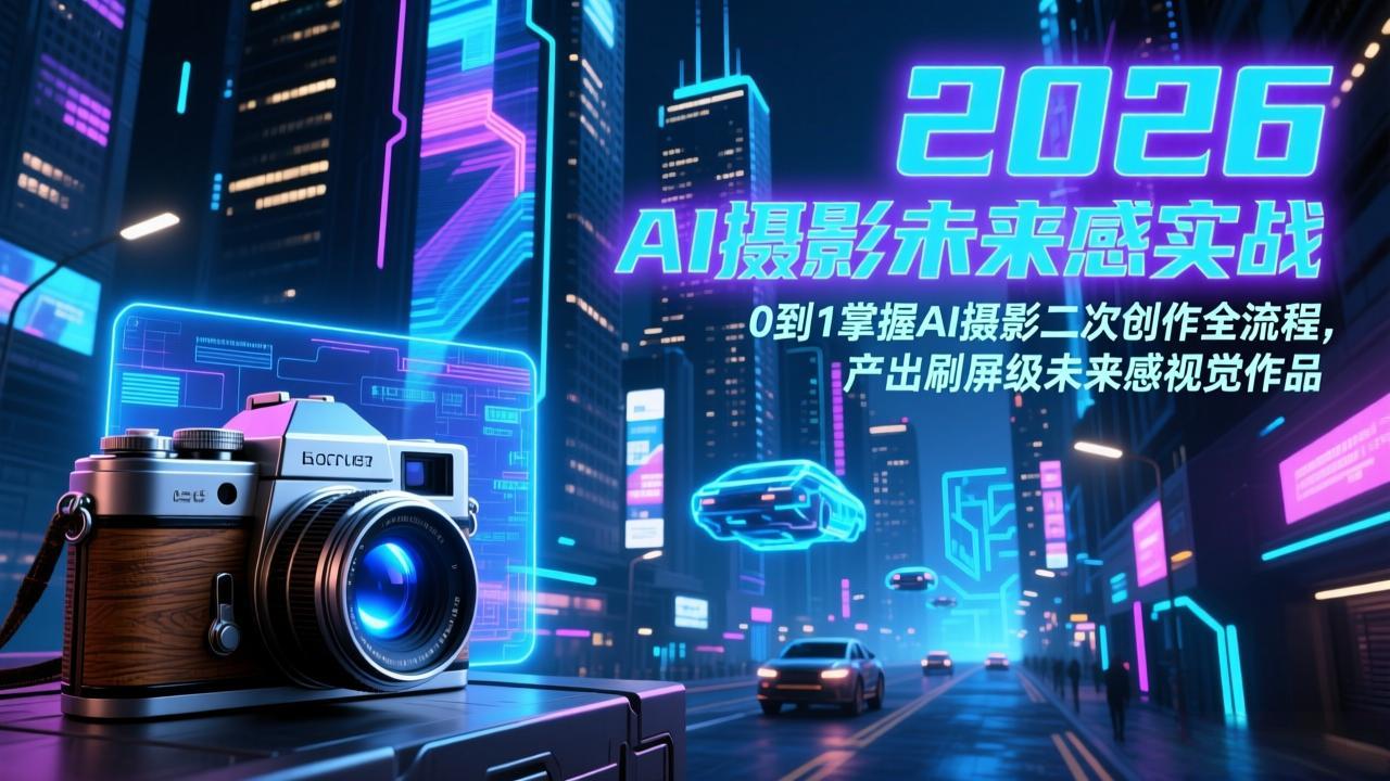 2026 AI摄影未来感实战：0到1掌握AI摄影二次创作全流程，产出刷屏级未来感视觉作品-聚力云网创