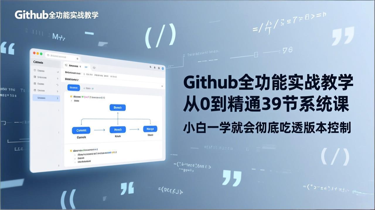 GitHub-全功能实战教学，从0到精通39节系统课，小白一学就会彻底吃透版本控制-聚力云网创