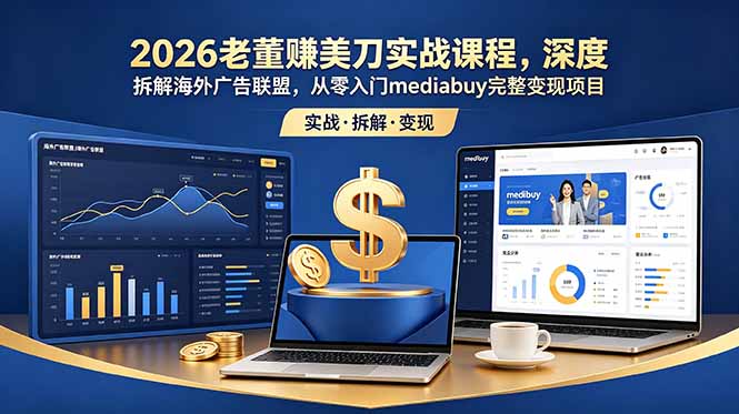 2026老董赚美刀实战课程,深度拆解海外广告联盟,从零入门mediabuy完整变现项目-聚力云网创