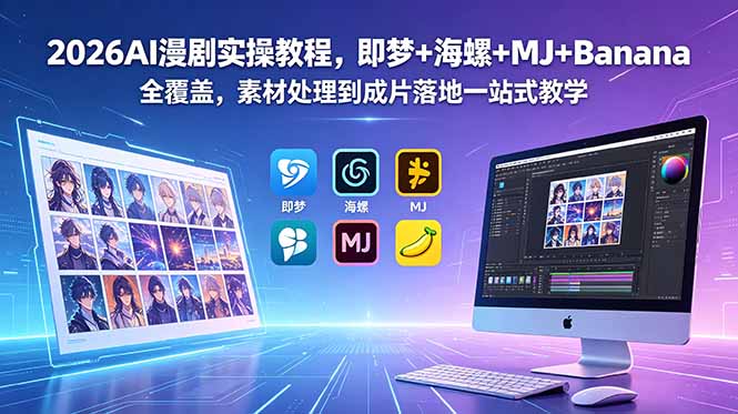 2026AI漫剧实操教程,即梦+海螺+MJ+Banana全覆盖,素材处理到成片落地一站式教学-聚力云网创