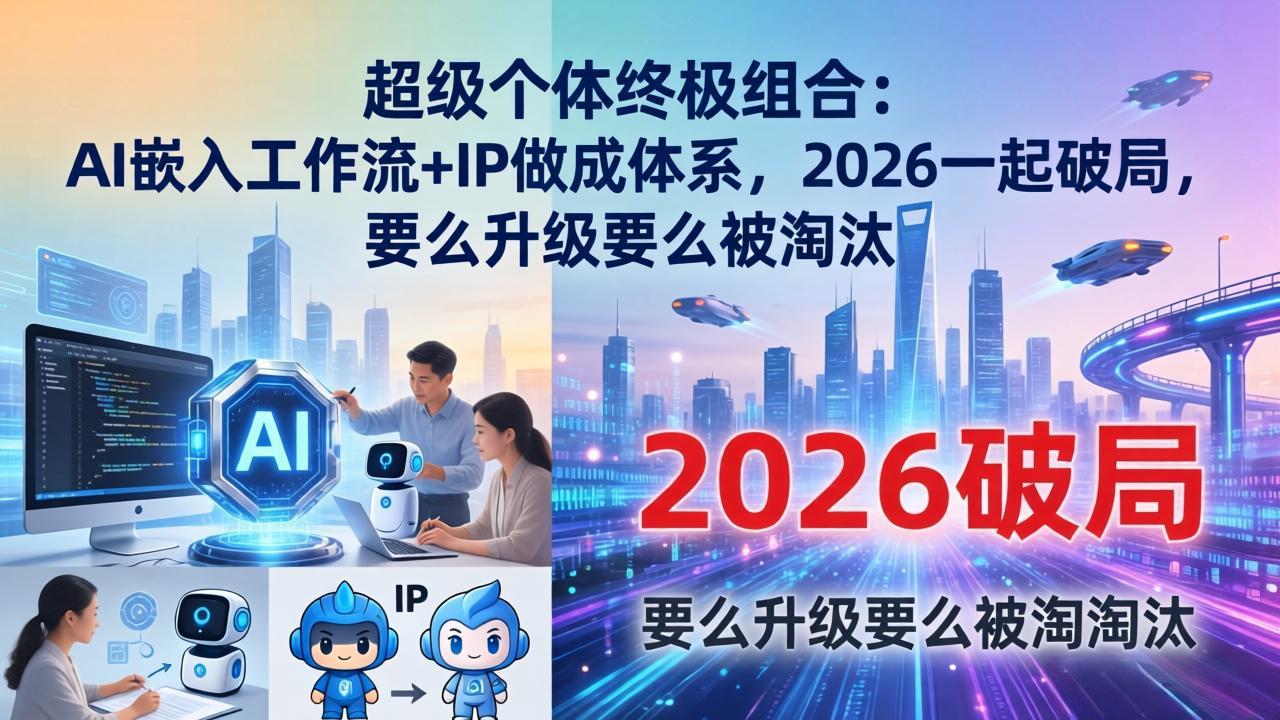 超级个体终极组合：AI嵌入工作流+IP做成体系，2026一起破局，要么升级要么被淘汰-聚力云网创