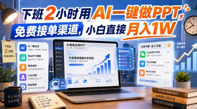 下班2小时用AI一键做PPT,免费接单渠道,小白直接月入1W【揭秘】-聚力云网创