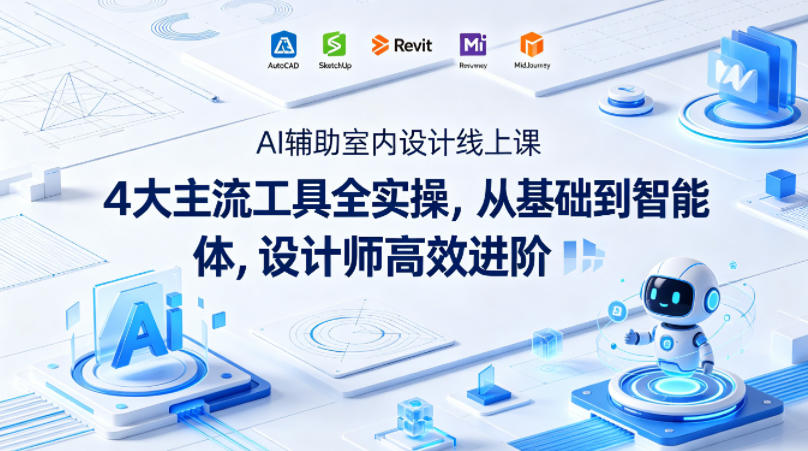 AI辅助室内设计线上课|4大主流工具全实操,从基础到智能体,设计师高效进阶-聚力云网创