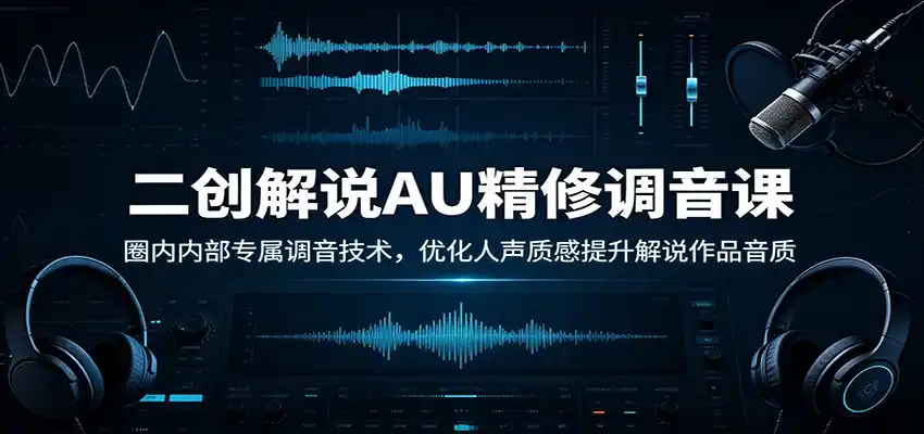 二创解说AU精修调音课：圈内内部专属调音技术，优化人声质感提升解说作品音质-聚力云网创