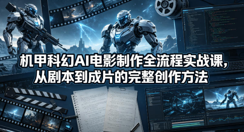 机甲科幻AI电影制作全流程实战课,从剧本到成片的完整创作方法-聚力云网创
