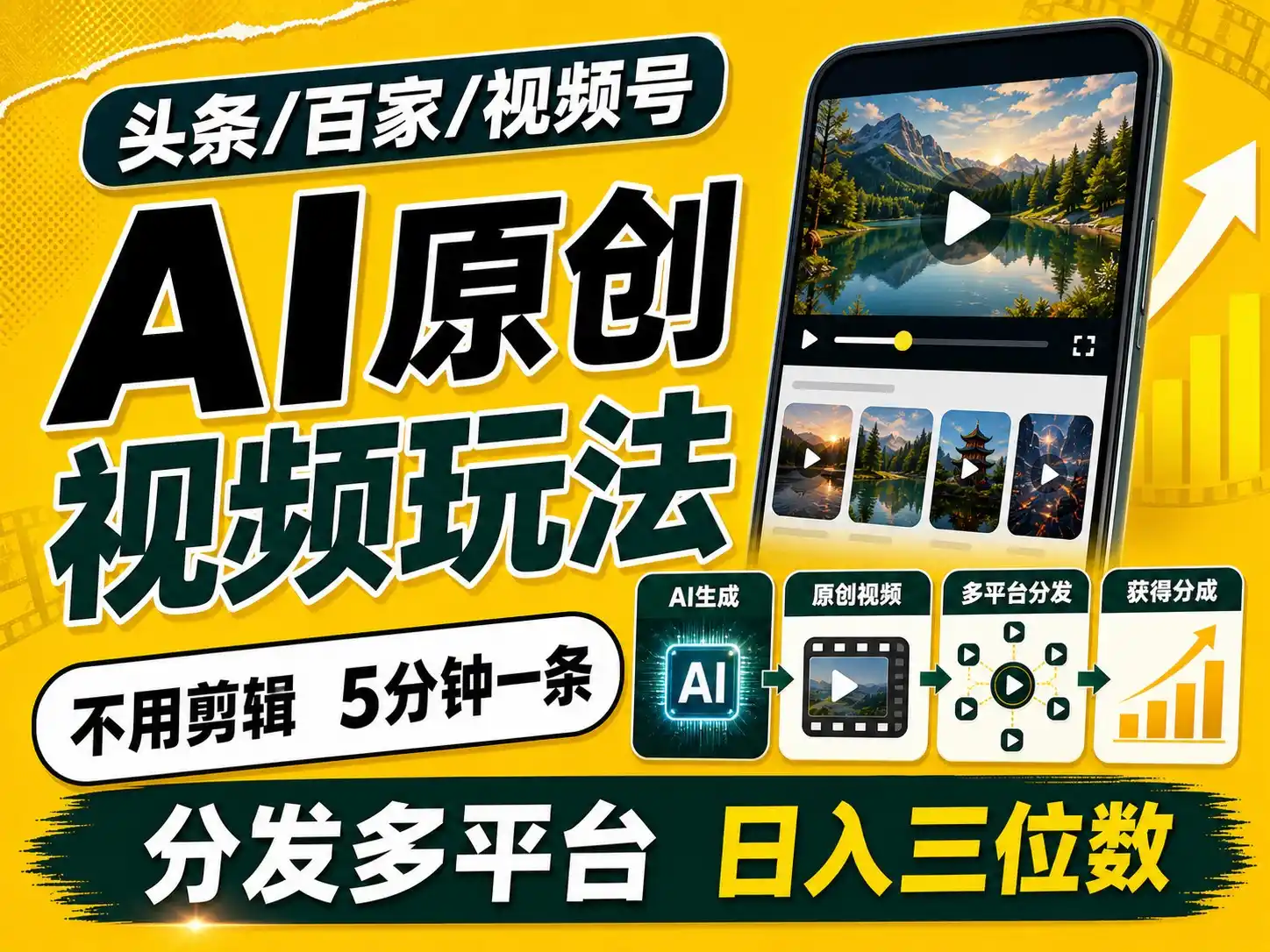 2026头条百家号升级玩法 5分钟一条原创视频 发多平台赚收-聚力云网创