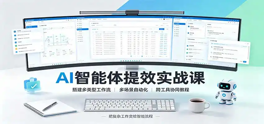 AI智能体提效实战课:搭建多类型工作流,多场景自动化,跨工具协同教程-聚力云网创