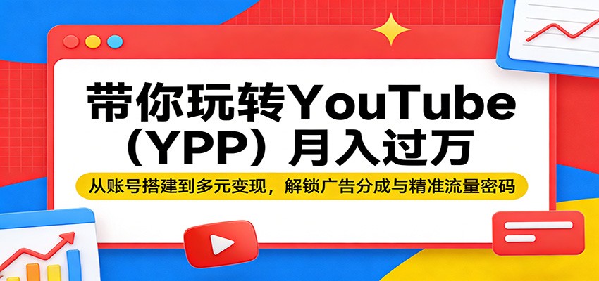带你玩转YouTube(YPP)月入过万：从账号搭建到多元变现，解锁广告分成与精准流量密码-聚力云网创
